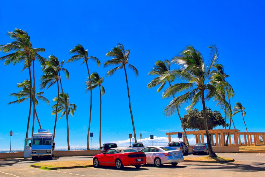 ハワイ　車　海岸沿い